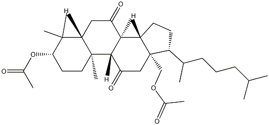 (20ξ)-3β,18-ビス(アセチルオキシ)-5α-ラノスタン-7,11-ジオン 化学構造式