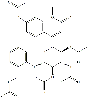 2-[(Acetyloxy)methyl]phenyl 2-O,3-O,4-O-triacetyl-6-O-[3-[4-(acetoxy)phenyl]propenoyl]-β-D-glucopyranoside,56323-62-7,结构式