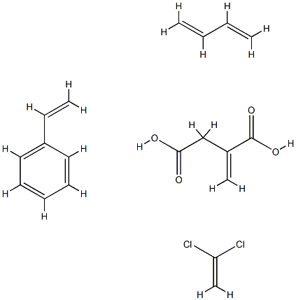 Butanedioic acid, methylene-, polymer with 1,3-butadiene, 1,1-dichloroethene and ethenylbenzene 化学構造式
