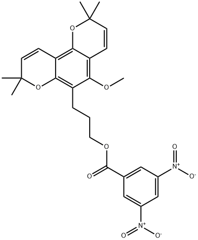 5-Methoxy-2,2,8,8-tetramethyl-2H,8H-benzo[1,2-b:3,4-b']dipyran-6-(1-propanol)3,5-dinitrobenzoate Struktur