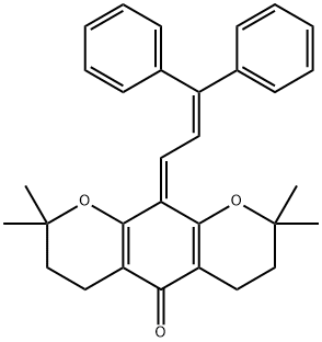 10-(3,3-ジフェニル-2-プロペニリデン)-3,4,6,7,8,10-ヘキサヒドロ-2,2,8,8-テトラメチル-2H,5H-ベンゾ[1,2-b:5,4-b']ジピラン-5-オン 化学構造式