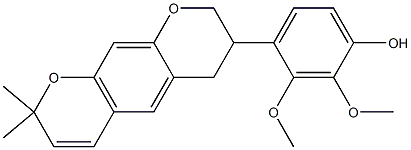 (+)-4-[7,8-Dihydro-2,2-dimethyl-2H,6H-benzo[1,2-b:5,4-b']dipyran-7-yl]-2,3-dimethoxyphenol 结构式