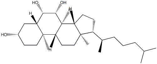 5α-コレスタン-3β,6β,7β-トリオール 化学構造式