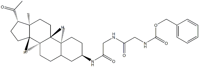 N-(20-オキソプレグナン-3α-イル)-Nα-[N-[(フェニルメトキシ)カルボニル]グリシル]グリシンアミド 化学構造式