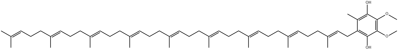 2,3-ジメトキシ-5-メチル-6-[(2E,6E,10E,14E,18E,22E,26E,30E)-3,7,11,15,19,23,27,31,35-ノナメチル-2,6,10,14,18,22,26,30,34-ヘキサトリアコンタノナエニル]ベンゼン-1,4-ジオール 化学構造式