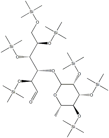 3-O-[6-Deoxy-2-O,3-O,4-O-tris(trimethylsilyl)-α-L-mannopyranosyl]-2-O,4-O,5-O,6-O-tetrakis(trimethylsilyl)-D-glucose Structure