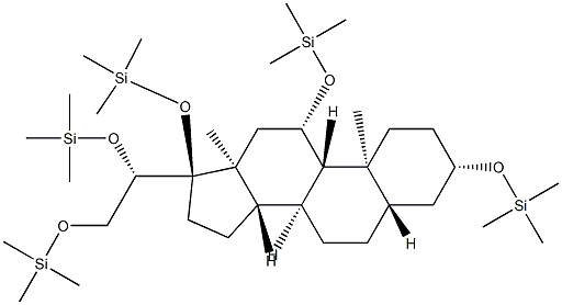 [[(20S)-5α-プレグナン-3β,11β,17,20,21-ペンタイル]ペンタ(オキシ)]ペンタキス(トリメチルシラン) 化学構造式