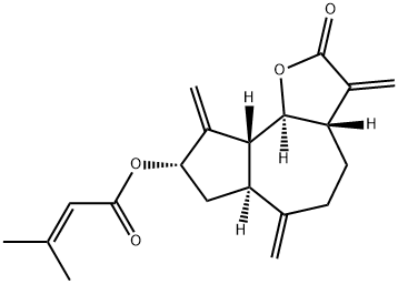 3-Methyl-2-butenoic acid (3aS)-3a,4,5,6,6aβ,7,8,9,9aβ,9bα-decahydro-3,6,9-tris(methylene)-2-oxoazuleno[4,5-b]furan-8α-yl ester Struktur