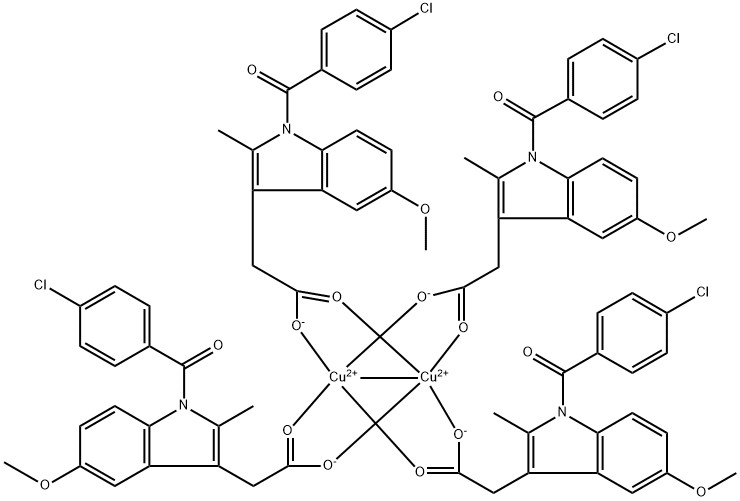 Copper, tetrakis.mu.-1-(4-chlorobenzoyl)-5-methoxy-2-methyl-1H-indole-3-acetato-O3:O3di-, (Cu-Cu),57596-11-9,结构式