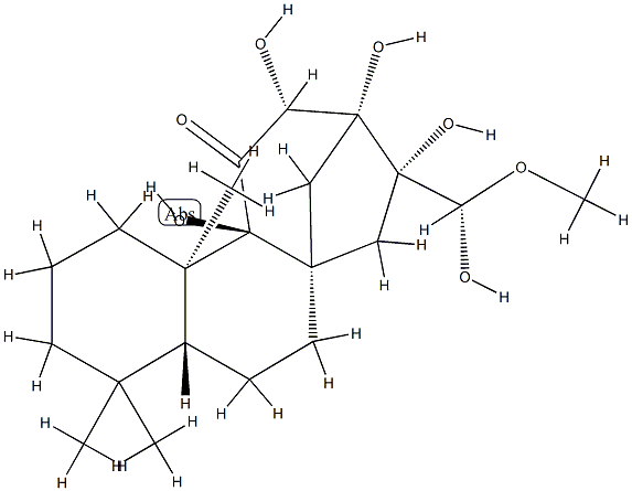 (17S)-9,12α,13,16,17-ペンタヒドロキシ-17-メトキシカウラン-11-オン 化学構造式