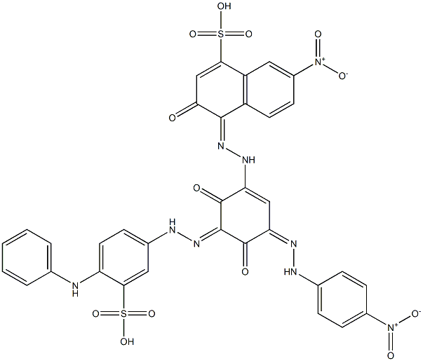 1-Naphthalenesulfonic acid, 4-2,4-dihydroxy(4-nitrophenyl)azo4-(phenylamino)-3-sulfophenylazophenylazo-3-hydroxy-7-nitro- 化学構造式