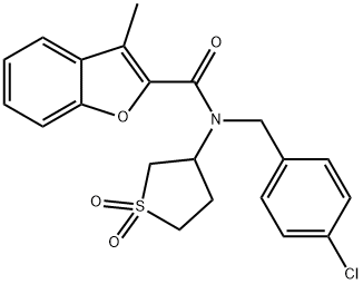 2-Benzofurancarboxamide,N-[(4-chlorophenyl)methyl]-3-methyl-N-(tetrahydro-1,1-dioxido-3-thienyl)-(9CI) Struktur