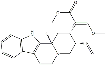 (3β,16E,20β)-16,17,18,19-テトラデヒドロ-17-メトキシコリナン-16-カルボン酸メチル 化学構造式