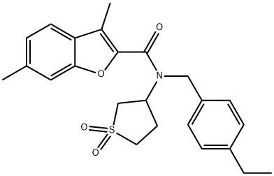 2-Benzofurancarboxamide,N-[(4-ethylphenyl)methyl]-3,6-dimethyl-N-(tetrahydro-1,1-dioxido-3-thienyl)-(9CI) Structure