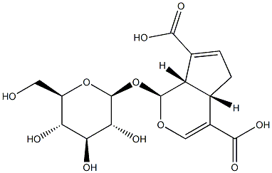 (1S)-1α-(β-D-Glucopyranosyloxy)-1,4aα,5,7aα-tetrahydrocyclopenta[c]pyran-4,7-dicarboxylic acid 结构式