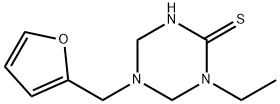 1,3,5-Triazine-2(1H)-thione,1-ethyl-5-(2-furanylmethyl)tetrahydro-(9CI) 化学構造式