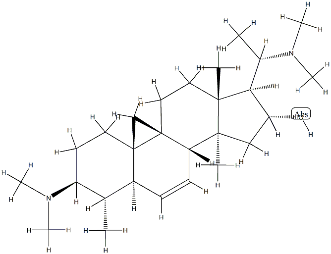 (20S)-3β,20-Bis(dimethylamino)-4α,14-dimethyl-9,19-cyclo-5α-pregn-6-en-16α-ol Structure