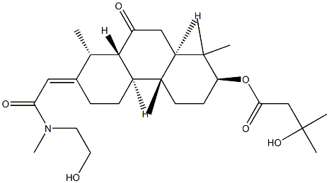 3-Hydroxy-3-methylbutyric acid [(2S,4bα,8aβ,10aα)-tetradecahydro-7-[(E)-2-[N-(2-hydroxyethyl)-N-methylamino]-2-oxoethylidene]-1,1,4aβ,8α-tetramethyl-9-oxophenanthren-2β-yl] ester,59035-77-7,结构式
