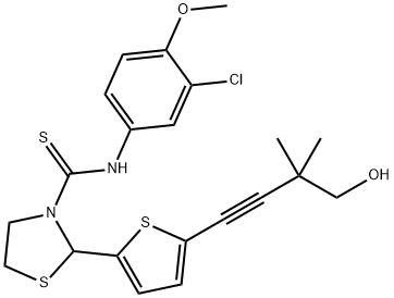 3-Thiazolidinecarbothioamide,N-(3-chloro-4-methoxyphenyl)-2-[5-(4-hydroxy-3,3-dimethyl-1-butynyl)-2-thienyl]-(9CI)|