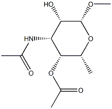 メチル3-(アセチルアミノ)-3,6-ジデオキシ-β-D-タロピラノシド4-アセタート 化学構造式