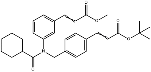 (E)-tert-butyl 3-(4-((N-(3-((E)-3-methoxy-3-oxoprop-1-enyl)phenyl)cyclohexanecarboxamido)methyl)phenyl)acrylate Struktur