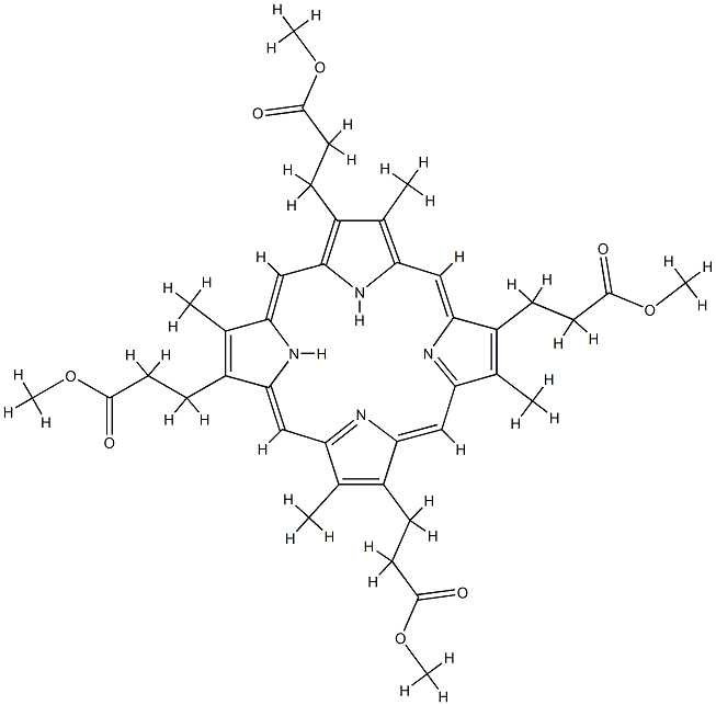 2,7,12,17-Porphinetetrapropionic acid, 3,8,13,18-tetramethyl-, tetrame thyl ester (8CI) Structure