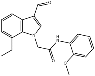 1H-Indole-1-acetamide,7-ethyl-3-formyl-N-(2-methoxyphenyl)-(9CI) 化学構造式