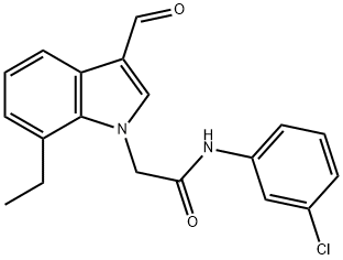 1H-Indole-1-acetamide,N-(3-chlorophenyl)-7-ethyl-3-formyl-(9CI) 化学構造式