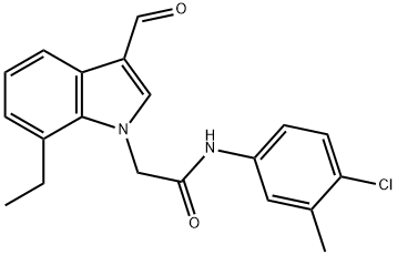 1H-Indole-1-acetamide,N-(4-chloro-3-methylphenyl)-7-ethyl-3-formyl-(9CI) 化学構造式