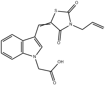 1H-Indole-1-aceticacid,3-[[2,4-dioxo-3-(2-propenyl)-5-thiazolidinylidene]methyl]-(9CI) 结构式