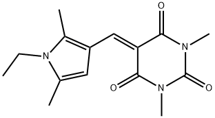2,4,6(1H,3H,5H)-Pyrimidinetrione,5-[(1-ethyl-2,5-dimethyl-1H-pyrrol-3-yl)methylene]-1,3-dimethyl-(9CI) 化学構造式
