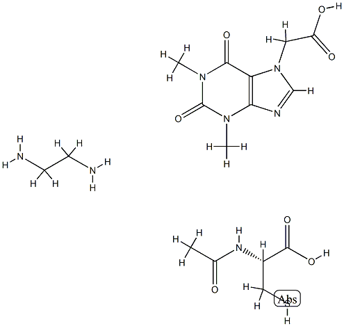 N-acetyl-L-cysteine, compound with ethane-1,2-diamine (1:1), mono(1,2,3,6-tetrahydro-1,3-dimethyl-2,6-dioxo-7H-purine-7-acetate) Struktur