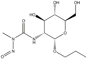 プロピル2-デオキシ-2-(3-メチル-3-ニトロソウレイド)-α-D-グルコピラノシド 化学構造式