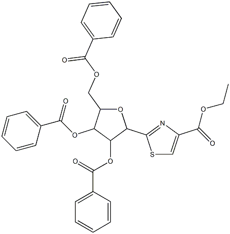 2-(2,3,5-Tri-O-benzoyl-β-D-ribofuranosyl)-4-thiazolecarboxylic Acid Ethyl Ester 化学構造式