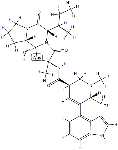12'-Hydroxy-2'-methyl-5'α-[(S)-1-methylpropyl]ergotaman-3',6',18-trione 结构式