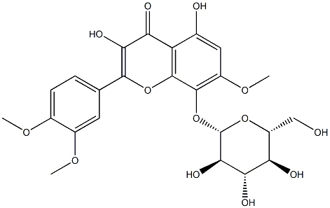 2-(3,4-Dimethoxyphenyl)-8-(β-D-glucopyranosyloxy)-3,5-dihydroxy-7-methoxy-4H-1-benzopyran-4-one,60263-17-4,结构式