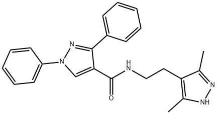 1H-Pyrazole-4-carboxamide,N-[2-(3,5-dimethyl-1H-pyrazol-4-yl)ethyl]-1,3-diphenyl-(9CI) Structure