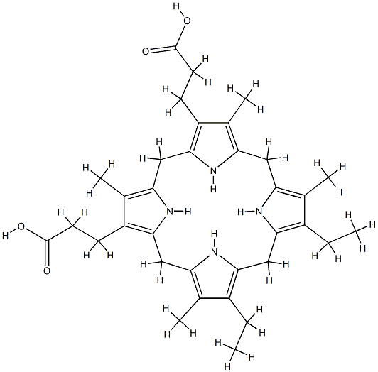 3,8,12,18-Tetramethyl-13,17-diethylporphyrinogen-2,7-dipropanoic acid 结构式