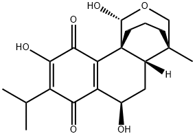 (1R,4S)-4,4aβ,5,6,7,10-Hexahydro-1α,6β,9-trihydroxy-4-methyl-8-isopropyl-3H-4β,10bβ-propano-1H-naphtho[1,2-c]pyran-7,10-dione 结构式