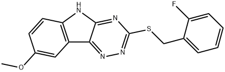 2H-1,2,4-Triazino[5,6-b]indole,3-[[(2-fluorophenyl)methyl]thio]-8-methoxy-(9CI),603947-41-7,结构式