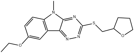 5H-1,2,4-Triazino[5,6-b]indole,8-ethoxy-5-methyl-3-[[(tetrahydro-2-furanyl)methyl]thio]-(9CI) Structure