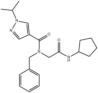 1H-Pyrazole-4-carboxamide,N-[2-(cyclopentylamino)-2-oxoethyl]-1-(1-methylethyl)-N-(phenylmethyl)-(9CI),604754-68-9,结构式