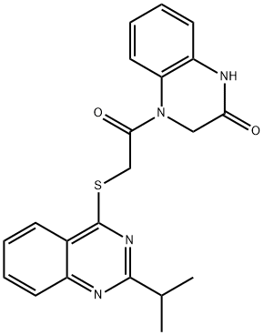 2(1H)-Quinoxalinone,3,4-dihydro-4-[[[2-(1-methylethyl)-4-quinazolinyl]thio]acetyl]-(9CI) 化学構造式