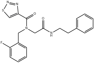 1,2,3-Thiadiazole-4-carboxamide,N-[(2-fluorophenyl)methyl]-N-[2-oxo-2-[(2-phenylethyl)amino]ethyl]-(9CI) 化学構造式