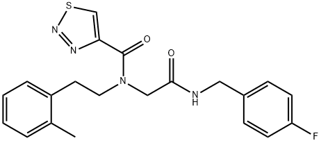 1,2,3-Thiadiazole-4-carboxamide,N-[2-[[(4-fluorophenyl)methyl]amino]-2-oxoethyl]-N-[2-(2-methylphenyl)ethyl]-(9CI),605638-75-3,结构式