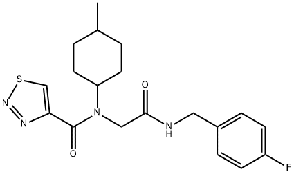 1,2,3-Thiadiazole-4-carboxamide,N-[2-[[(4-fluorophenyl)methyl]amino]-2-oxoethyl]-N-(4-methylcyclohexyl)-(9CI),605638-92-4,结构式