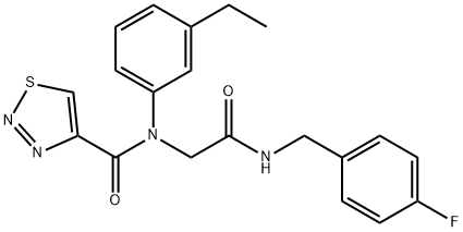 1,2,3-Thiadiazole-4-carboxamide,N-(3-ethylphenyl)-N-[2-[[(4-fluorophenyl)methyl]amino]-2-oxoethyl]-(9CI),605639-09-6,结构式