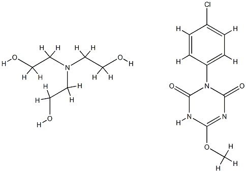 3-(4-クロロフェニル)-6-メトキシ-1,3,5-トリアジン-2,4(1H,3H)-ジオン·2,2',2''-ニトリロトリスエタノール 化学構造式
