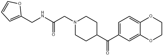 1-Piperidineacetamide,4-[(2,3-dihydro-1,4-benzodioxin-6-yl)carbonyl]-N-(2-furanylmethyl)-(9CI) 结构式
