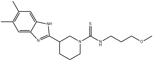 1-Piperidinecarbothioamide,3-(5,6-dimethyl-1H-benzimidazol-2-yl)-N-(3-methoxypropyl)-(9CI),606089-25-2,结构式